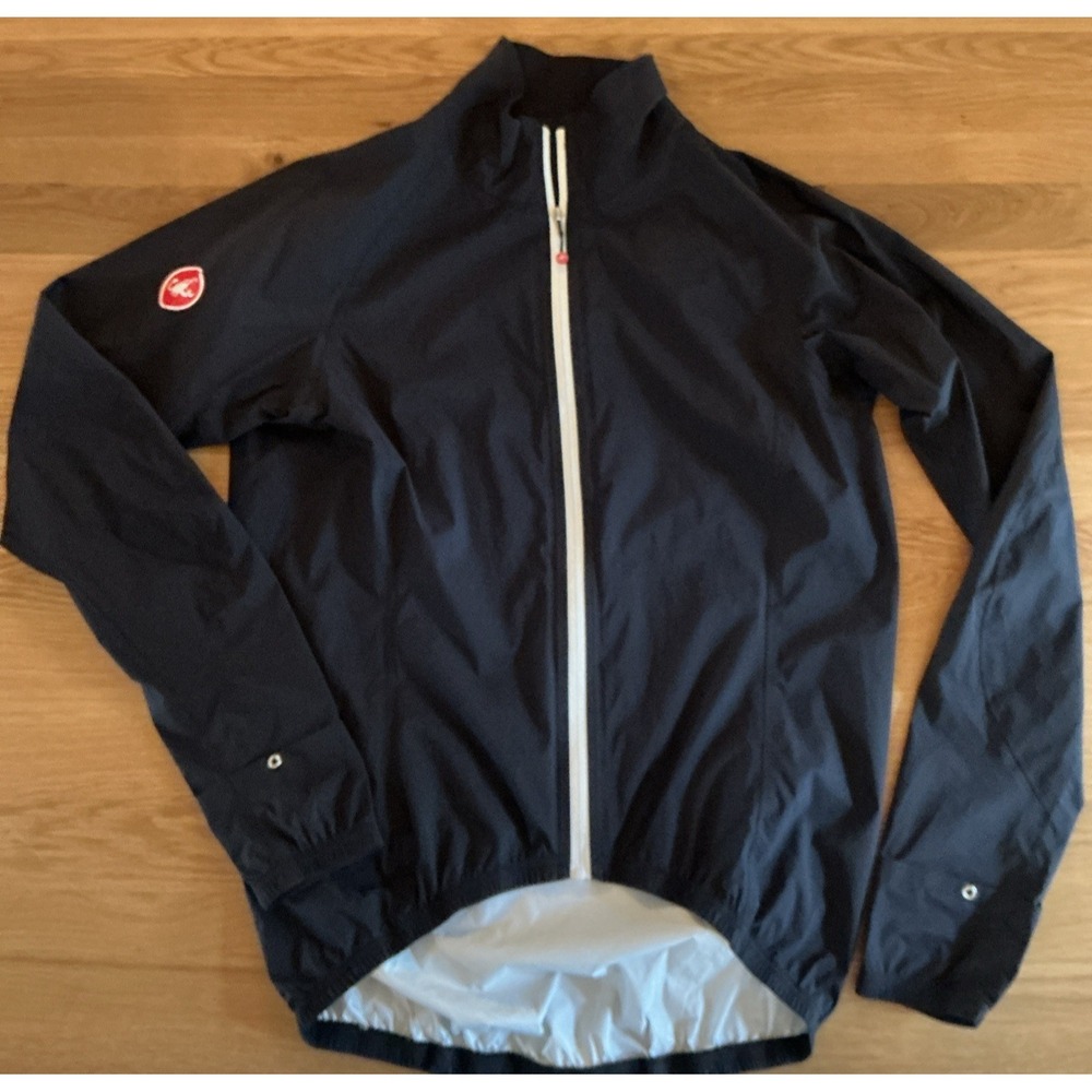 Castelli Cycling Rain Jacket Mens 2XL Black Lightweight Packable Full zip
